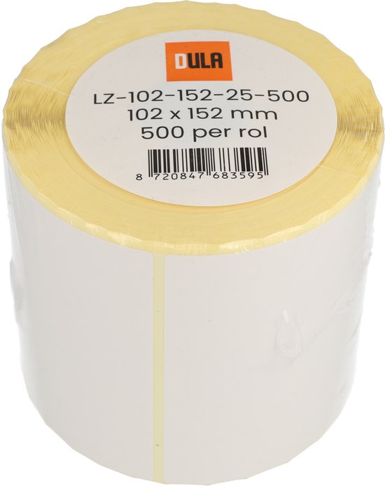 DULA LZ-102-152-25-500 labelrol, 102 x 152 mm, 500 per rol.