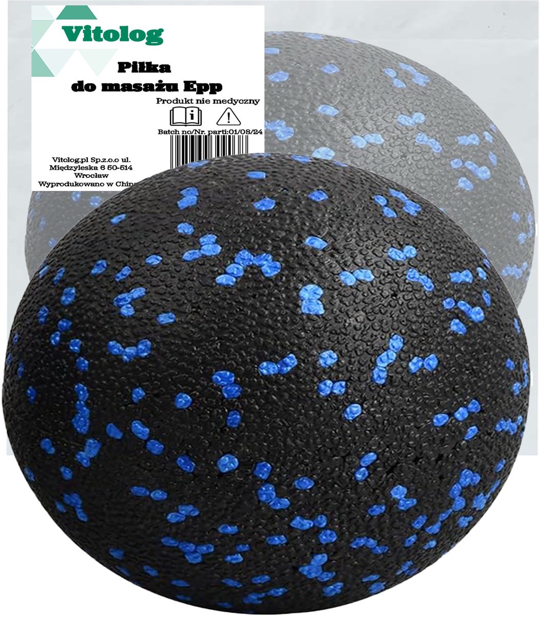 Vitolog EPP Piłka - Massagebal - 8 cm - Zwarte Kleur - Harde Stijfheid