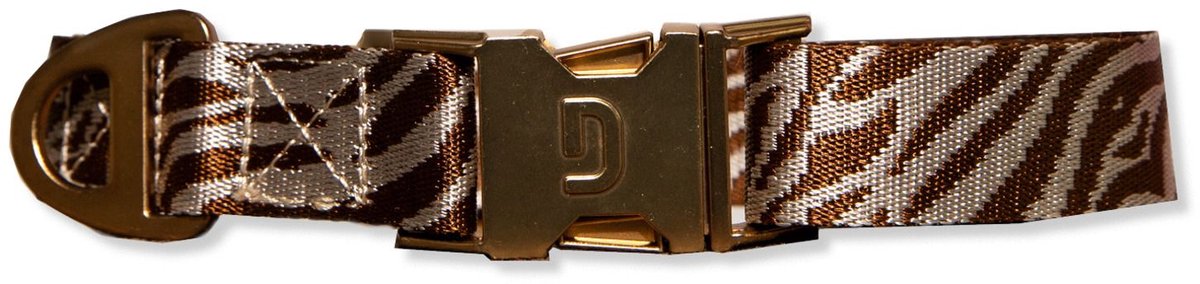 Dogguo Zebra Collar Bruin&Beige - Hondenhalsband - 22-36 cm