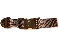 Dogguo Zebra Collar Bruin&Beige - Hondenhalsband - 22-36 cm