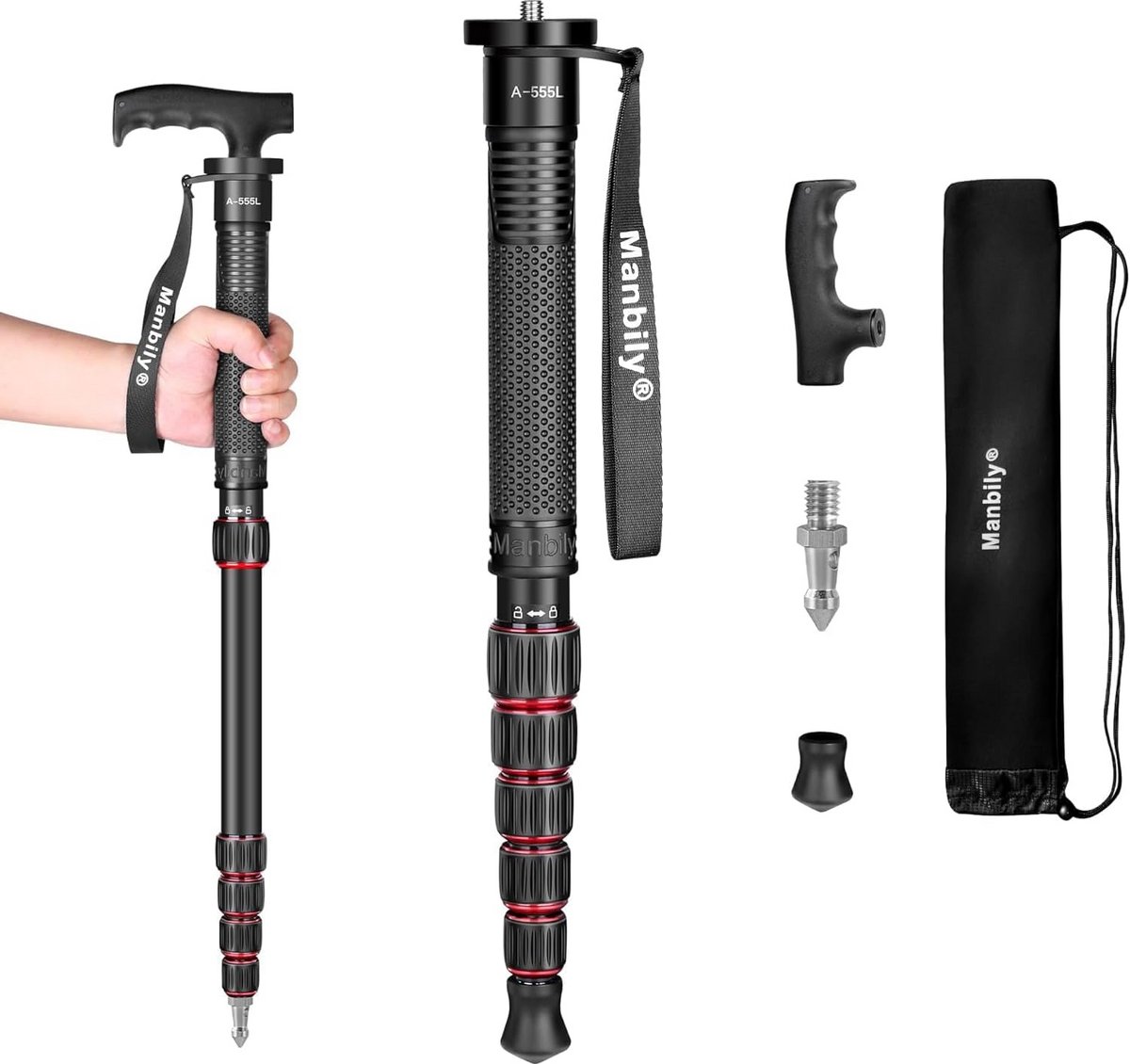 Draagbare Aluminium Monopod voor Camera's en Camcorders - Uitschuifbaar tot 155 cm