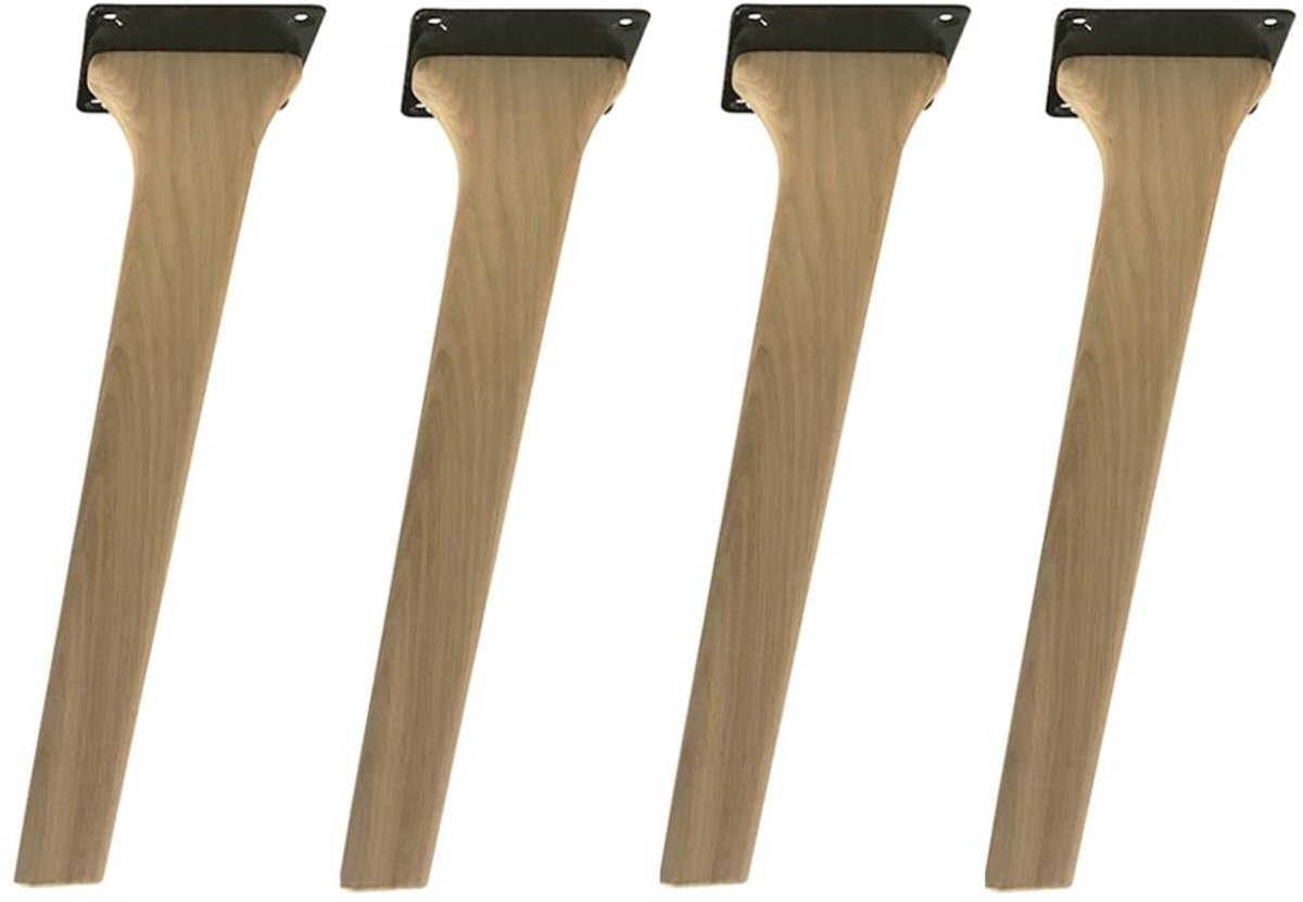 FLE - Eiken schuine tafelpoot 40 cm van massief hout 11 x 3 cm - set van 4 stuks