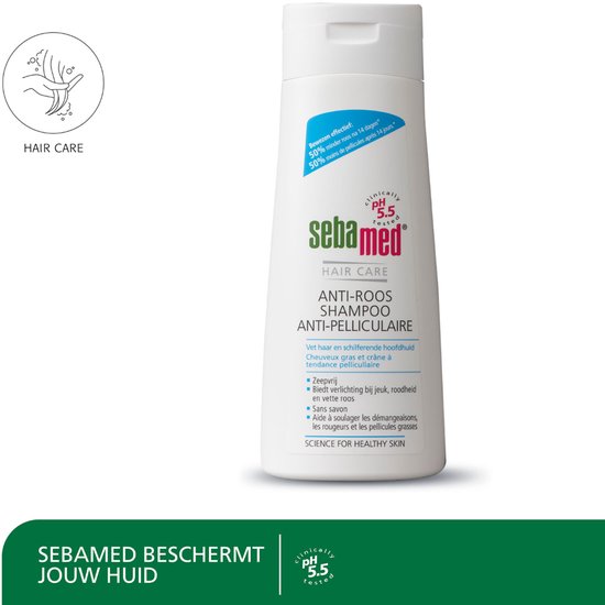 Sebamed Anti-Roos Shampoo - Zeepvrij - 50% minder roos binnen 14 dagen - Piroctone olamine vermindert jeuk, roodheid en irritatie - 200 ml