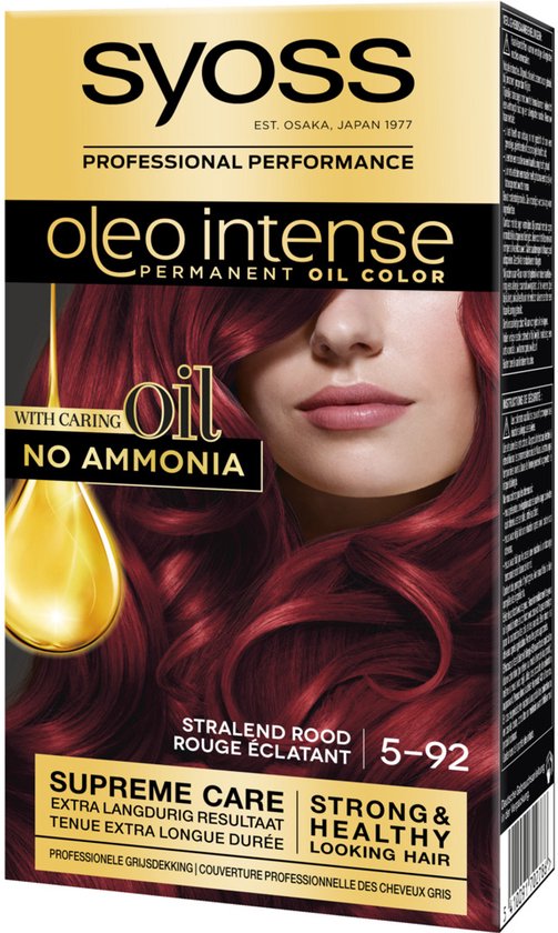 SYOSS Oleo Intense 5-92 - Haarverf - Permanente Haarkleuring - Stralend Rood - Langdurige Kleur - Professionele Grijsdekking - Zonder Ammoniak - 1 stuk