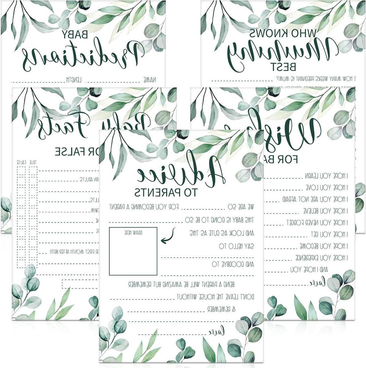 Voorspellingskaarten Baby Shower Games - Set van 20 - Geslacht Reveal Party Decoraties - Mummy to Be Geschenken
