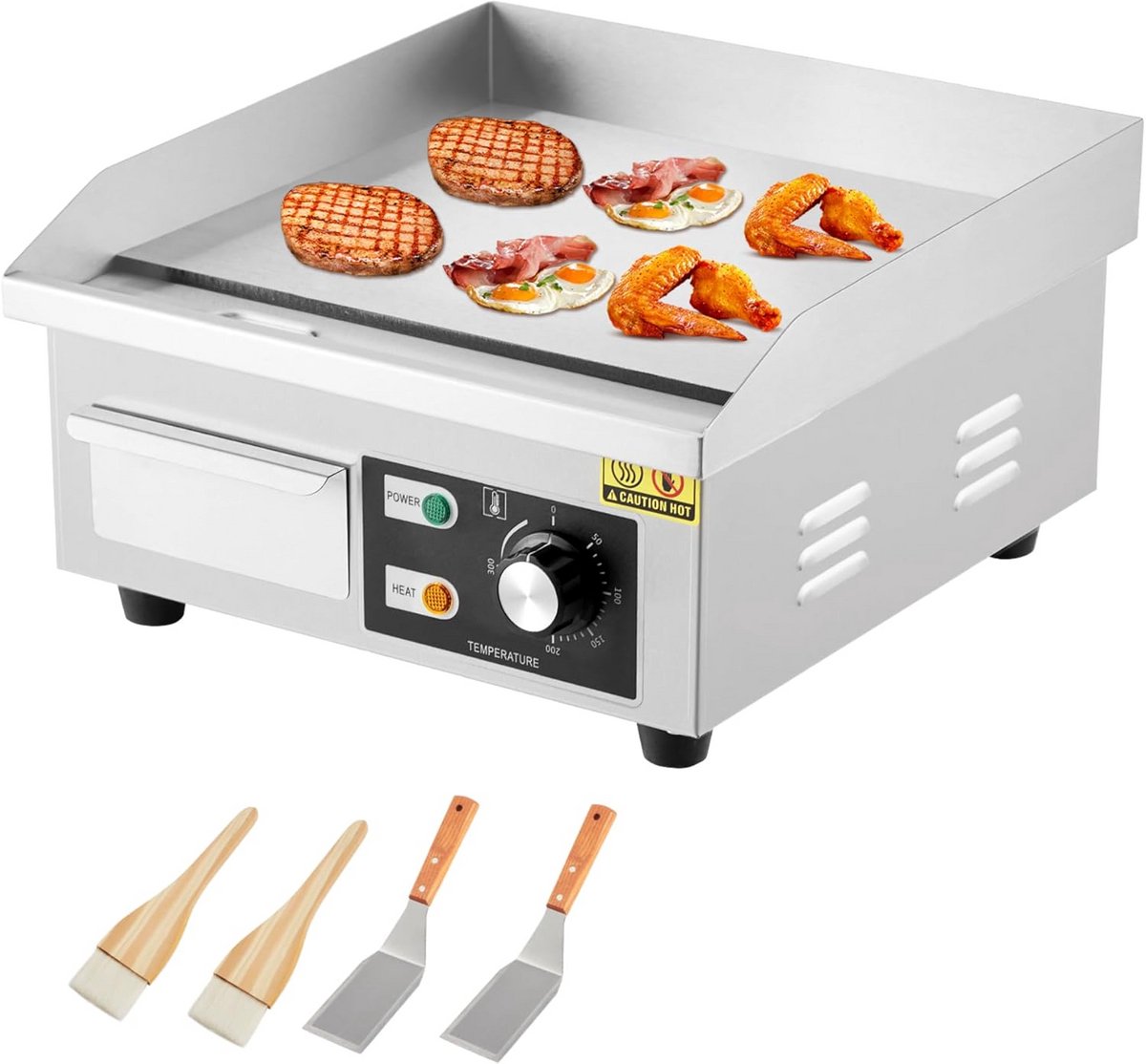 Elektrische Grillplaat 35,6 cm met Antiaanbaklaag en Temperatuurregeling