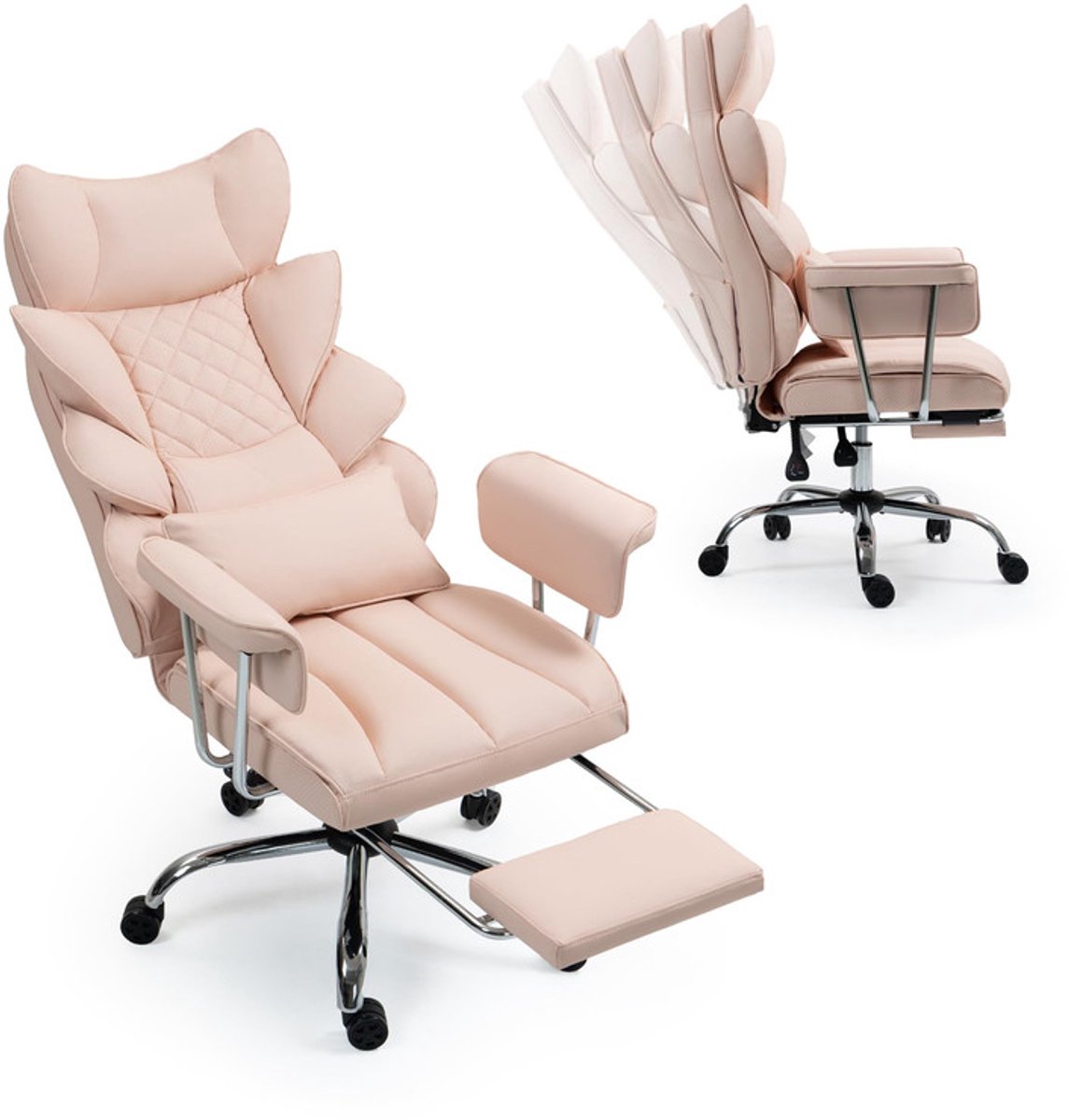 Comfortabele Ergonomische Bureaustoel met Voetensteun Roze - Comfortabele - €151,00