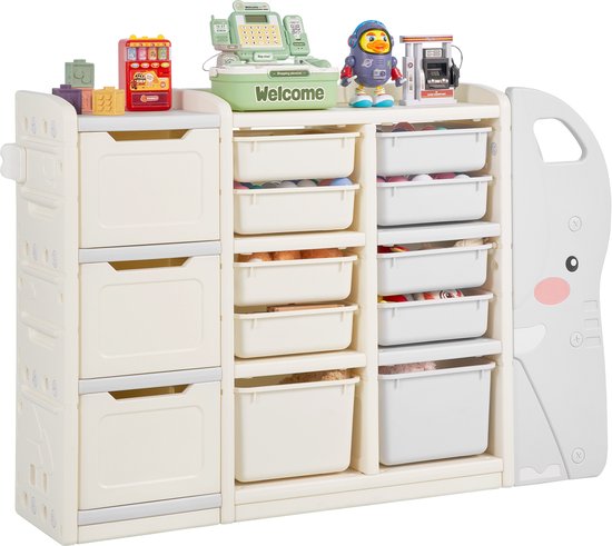 Étagère de Rangement VEVOR 4 Niveaux pour Jouets en Forme d'Éléphant avec 10 Bacs en Plastique