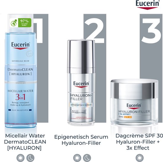 Eucerin Hyaluron-Filler + 3x EFFECT Dagcreme voor Vrouwen - Gezichtscreme SPF 30 - Anti Rimpel Creme - Skincare - 50 ml