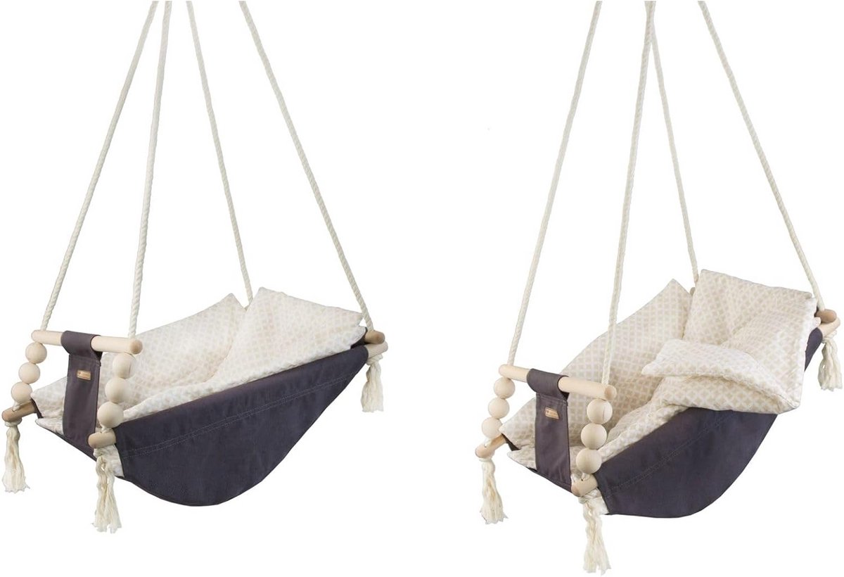 Houten Babyschommel met Veiligheidsgordel voor Binnen en Buiten
