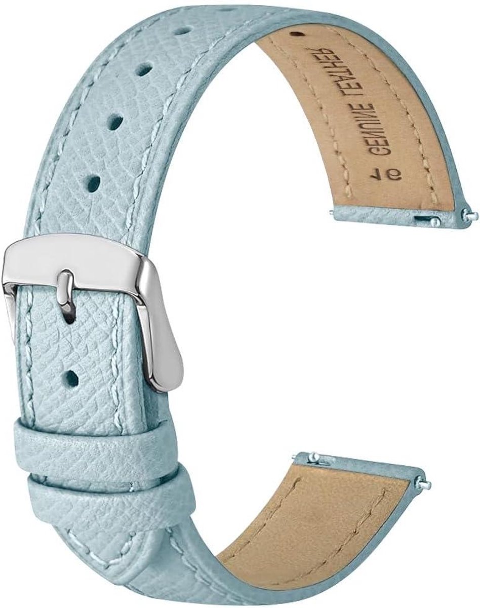 Echt leren horlogeband met snelsluiting en roestvrijstalen gesp - Reserveband voor heren en dames - Diverse maten beschikbaar - Zwart - 16mm, 18mm, 20mm