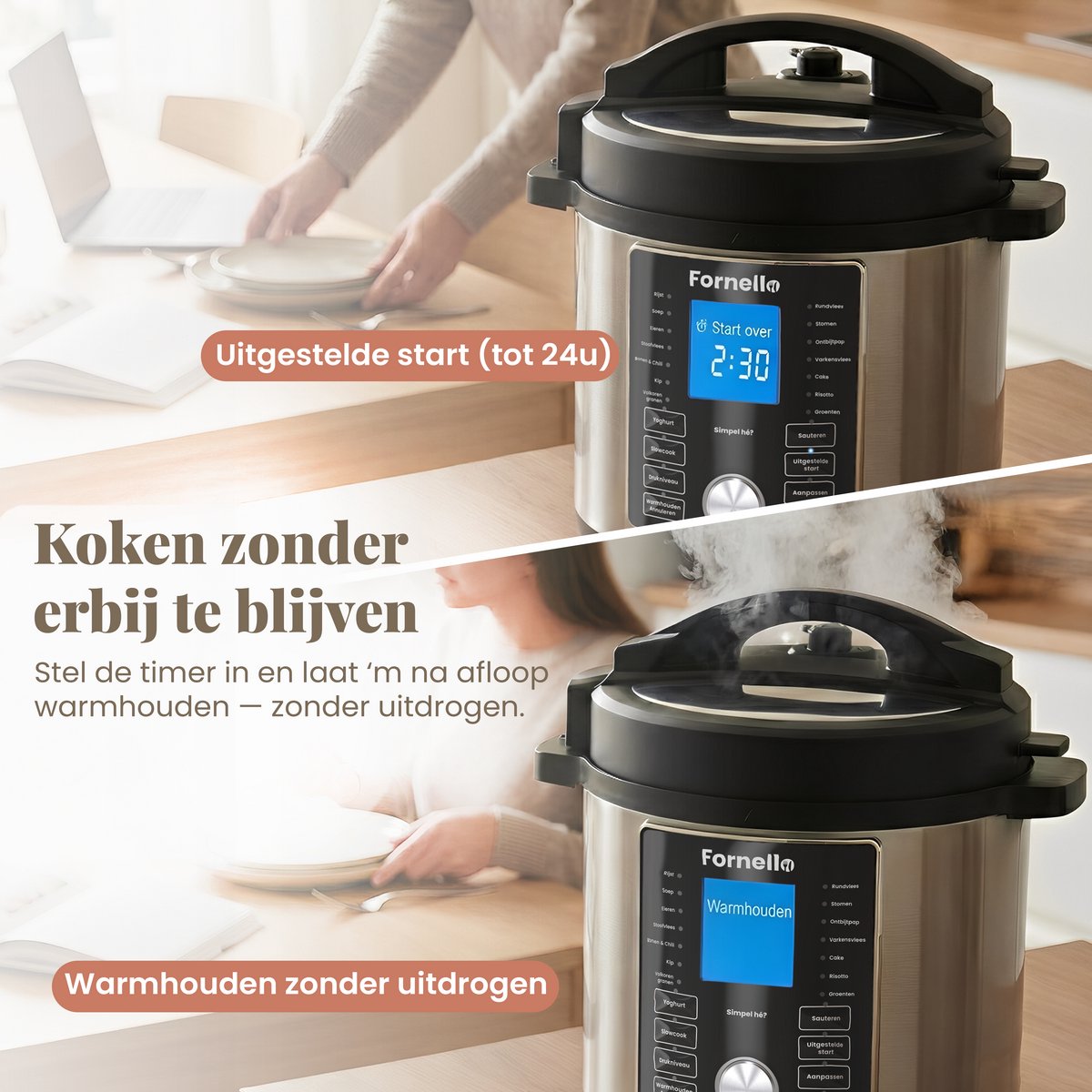 Fornello Rijstkoker met Stomer Keramisch PFAS Vrij - afbeelding 3