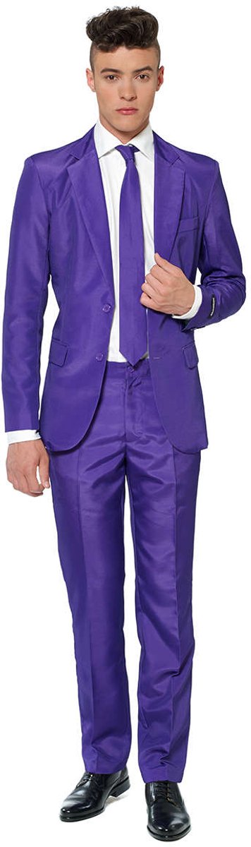 Suitmeister Purple - Heren Pak - Carnavalskleding - Effen Gekleurd Casual Pak - Thema Feest - Paars - Maat L