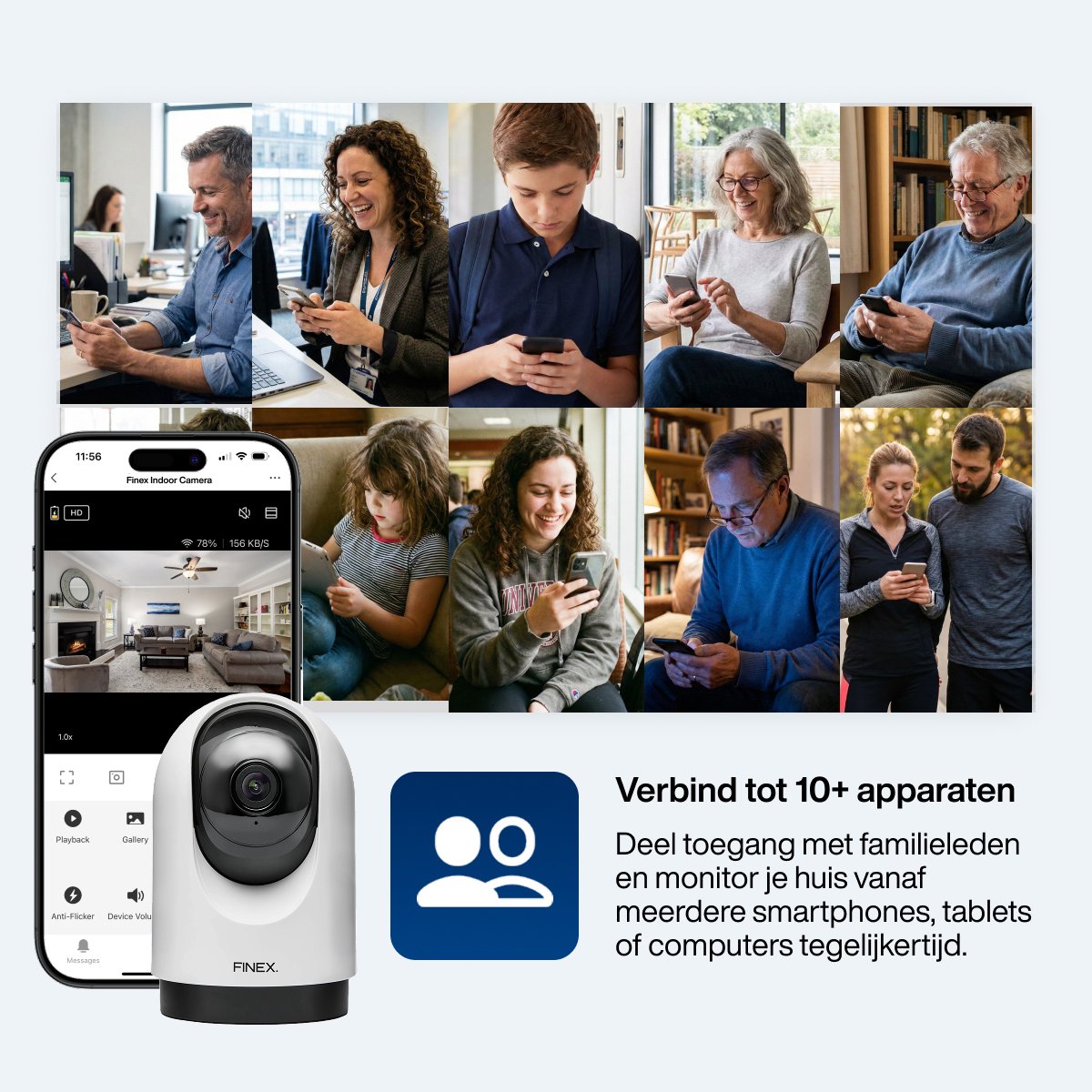 Finex™ Binnenhuiscamera 2K met Nachtzicht en Auto-Tracking - afbeelding 3
