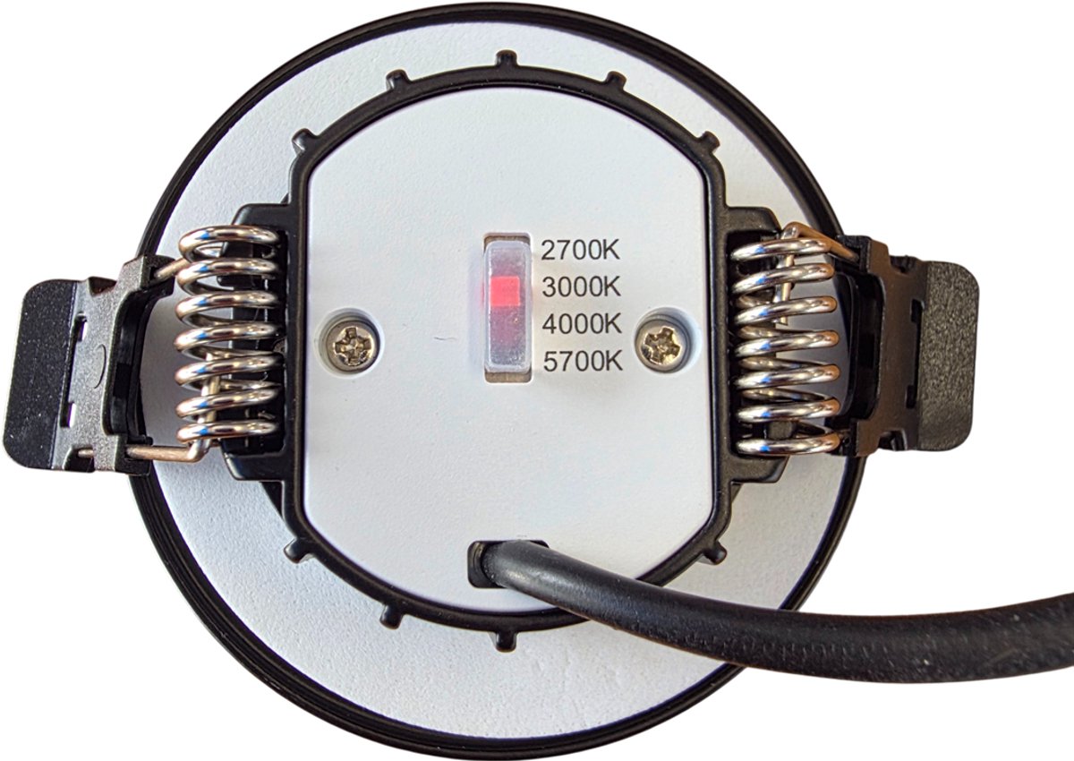 LED inbouwspot HUGO 6W dimbaar IP65 met CCT-switch - Zwart | Geen fitting | Extra Warm-Warm Wit-Koel Wit-Daglicht | 6 watt | 54.000 Branduren