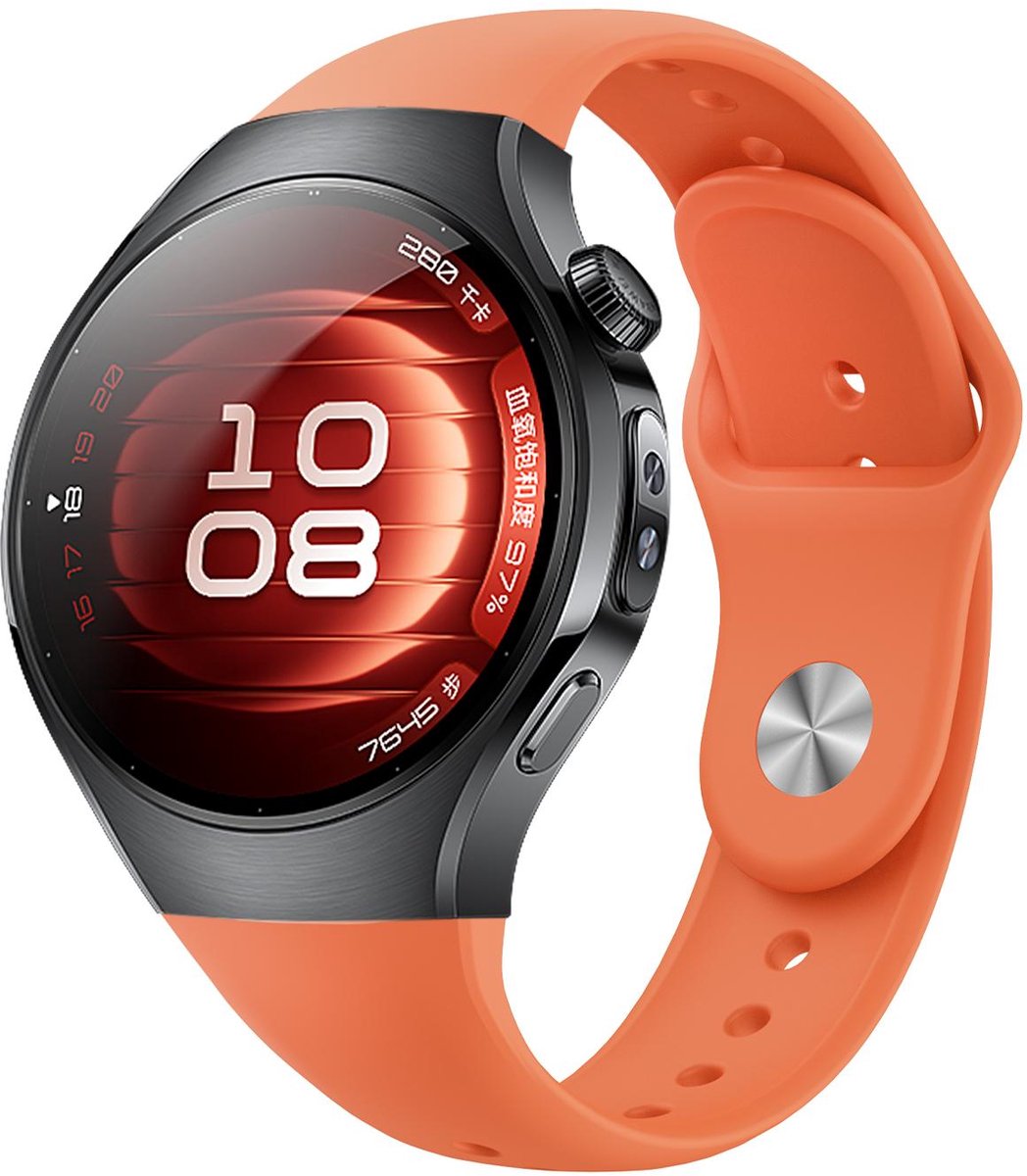 By Qubix - Classic sportbandje 'True Fit' - Oranje - geschikt voor Huawei Watch 5 - 46mm
