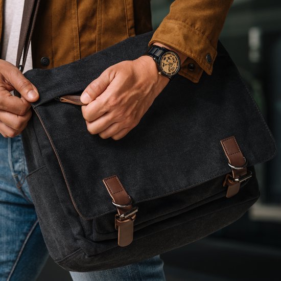 Sacoche en toile gris foncé