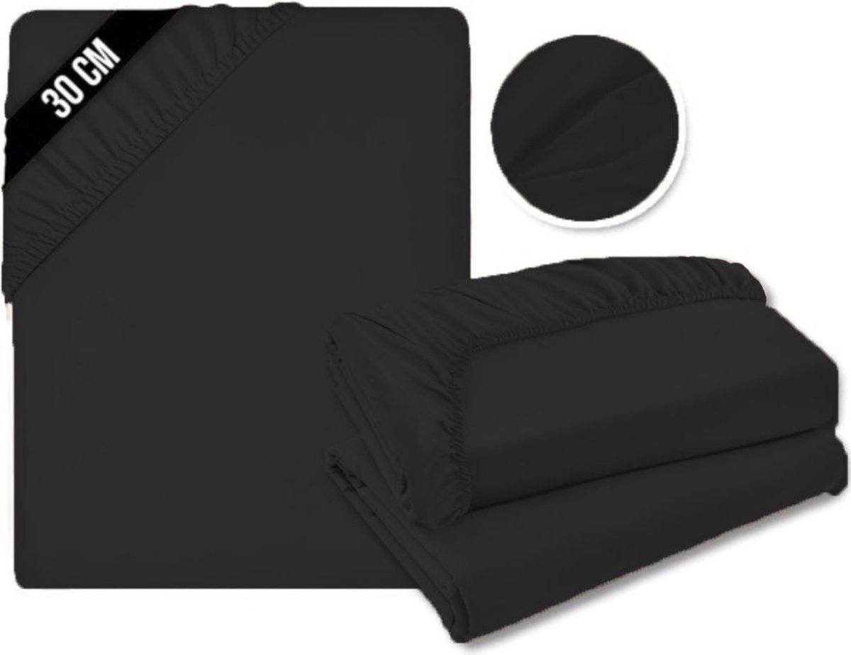 NBAP® Matrasovertrek 180x200 - Hoeslaken - Matrashoes - Super Zacht - Zwart
