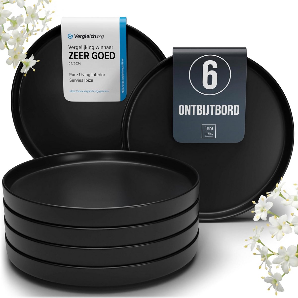 Servies Set Zwarte Dessertschaaltjes (6 stuks) - Matte Afwerking SteenGoed