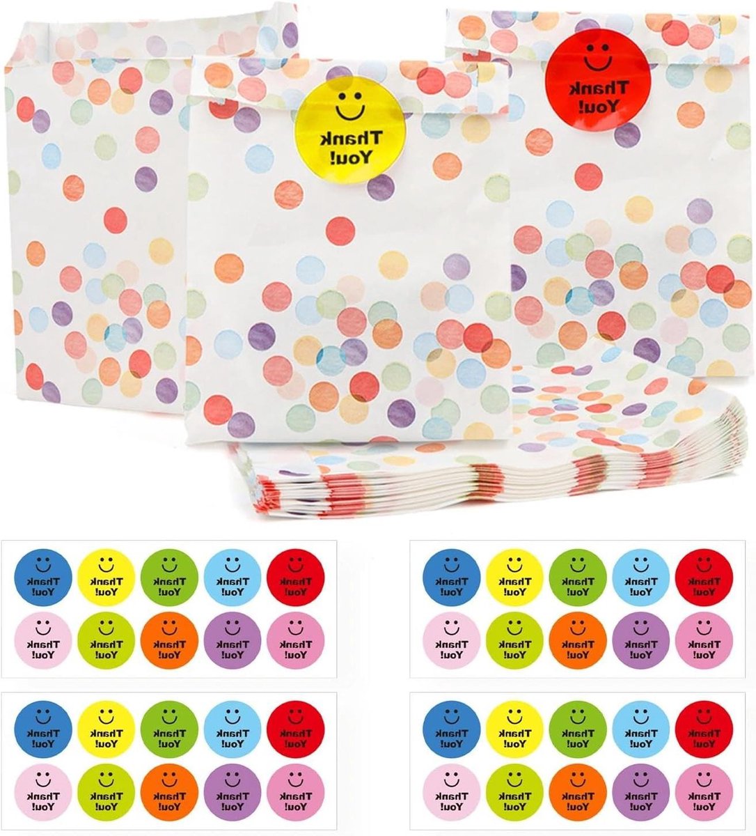 Geschenkzakjes voor kinderverjaardag - Set van 40 stuks met stickers