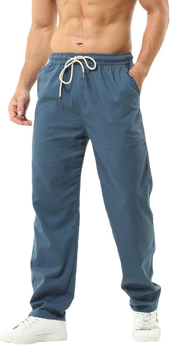 Heren Linnen Strandbroek Casual Zomer Broek Lichtgewicht
