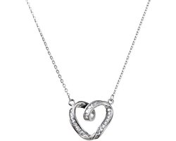 Decopatent - Halsketting Ketting Dames met open Hart - Harten Schakelketting Verstelbaar van 40 tot 45 Cm - Nikkelvrij - Kettingen met bedel hanger vrouw - Elegant Cadeau - Zilverkleurig