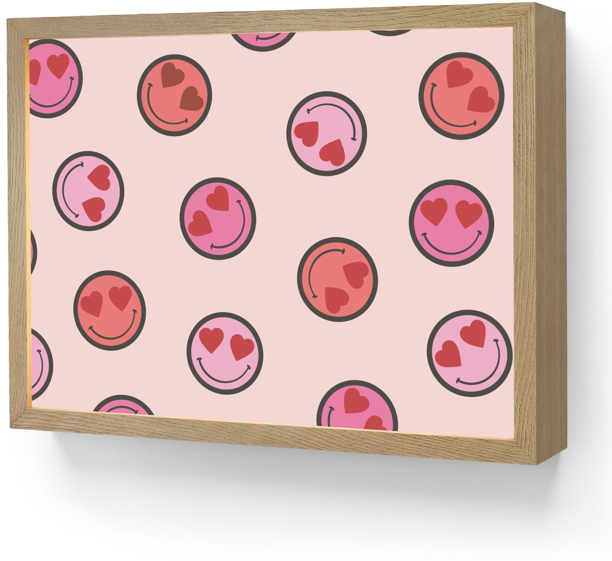 Wandlamp 40x30 cm - Oplaadbaar - Smileys - Hartjes - Roze - Wandlampen binnen woonkamer - 