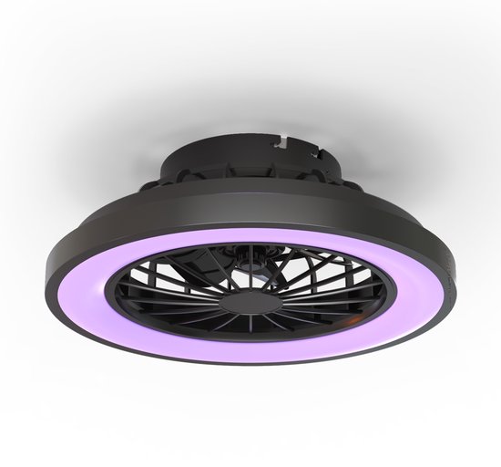 Calex Plafondventilator met LED-verlichting – Afstandsbediening met timers – RGB & Koud‑ tot Warm Wit Licht – Ø 39cm