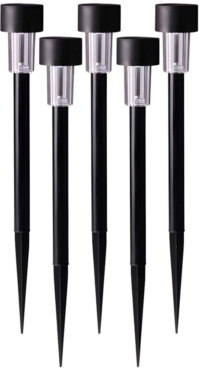 Sunnydays Tuinlampen / prikspot Mood - zwart - 5x stuks - kunststof - waterbestendig - 37 cm