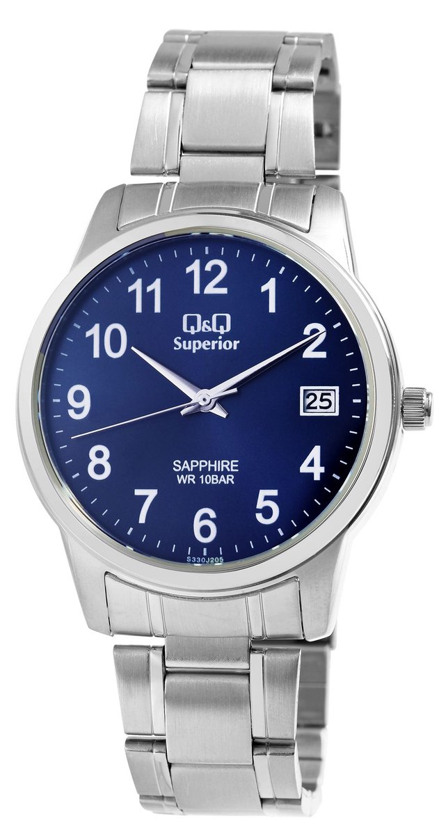 QQ Herenhorloge van roestvrij staal S330J205Y QQ Superior herenhorloge, roestvrij staal, saffierglas,