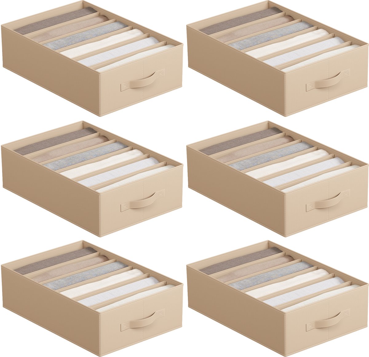 SONGMICS - Organizer - Ladekast Organizer - 6 Opbergdozen met 6 Vakken - Opvouwbaar - Voor Broeken en Kleding