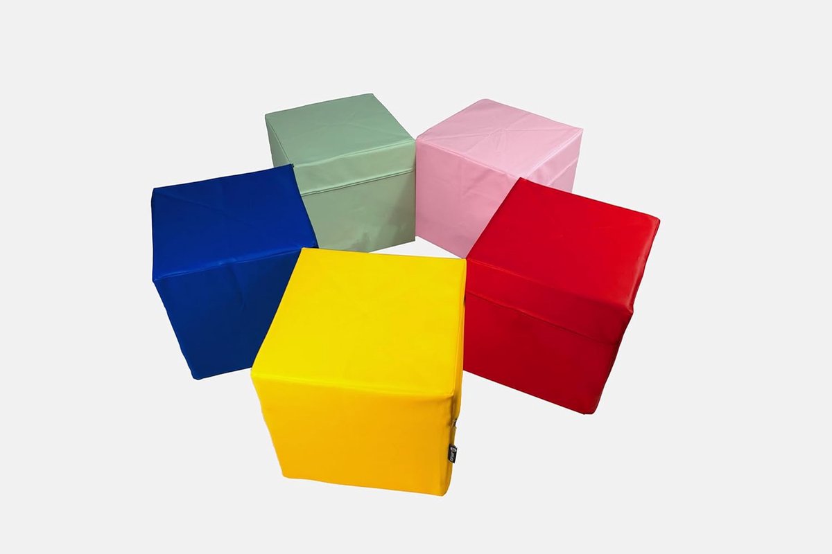 Zitkubus Set - Opbergkruk - Extra Zitplaats - Kunstleer Afwerking - 40x40x40 cm - Meerdere Kleuren
