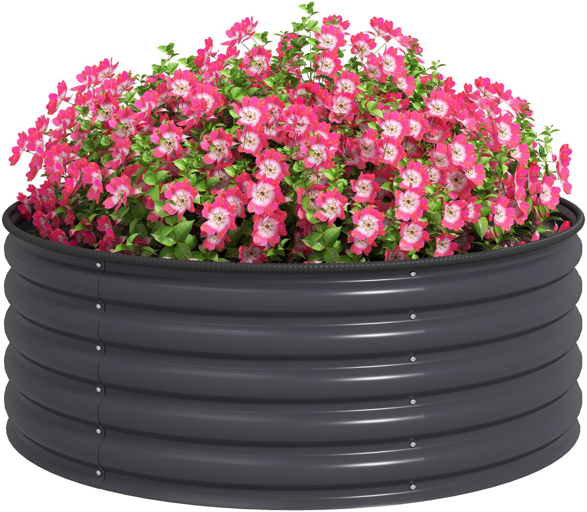 Killogood Verhoogde bak - gegalvaniseerde plantenbak met veiligheidsrand - plantenbak met open bodem - 120 x 120 x 43 cm - donkergrijs