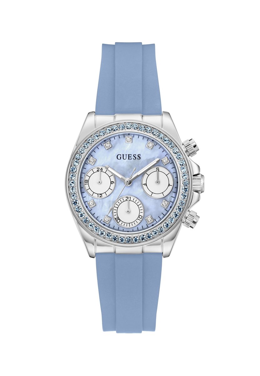 Guess Victoria Quartz Analoog Horloge Blauw Kast: 100% Roestvrij Staal | Armband: 100% Siliconen 36 mm GW1038L1, GW1038L2, GW1038L4