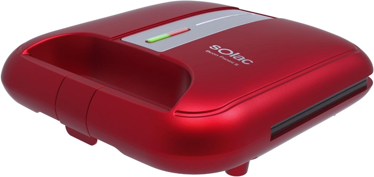 Tosti IJzer - Panini Grill - Snelle Lunch - Antiaanbaklaag - 21.5 x 12.5 cm - Rood