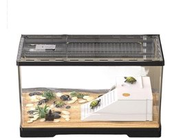 Reptielen Terrarium - Schildpad Verblijf - Huisdieren Huis - Eenvoudige Montage - Klein Formaat - Zwart