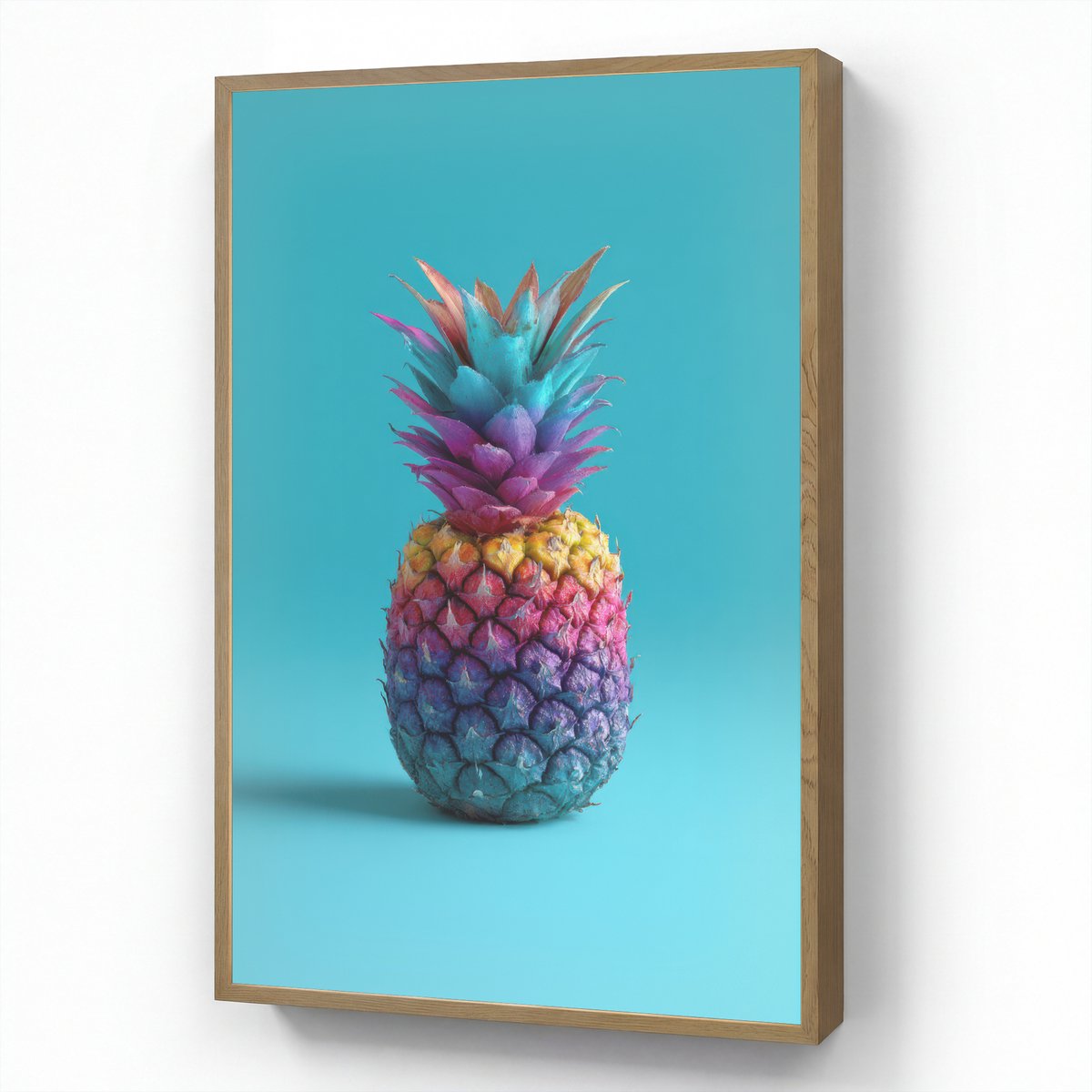 Wandlamp 60x90 cm - Oplaadbaar - Ananas - Regenboog - Blauw - Popart - Wandlampen binnen w