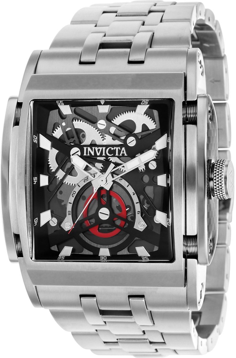 Invicta Speedway 41645 Heren Horloge - Waterdicht - Analoog - Quartz Uurwerk - Roestvrij Staal met zwarte Wijzerplaat - 47mm