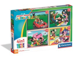 Clementoni 4-in-1 Puzzel Mickey Mouse Clubhouse - Legpuzzel met Oplopende Moeilijkheid - Disney Cadeau - Educatief Speelgoed voor Kinderen vanaf 3 Jaar