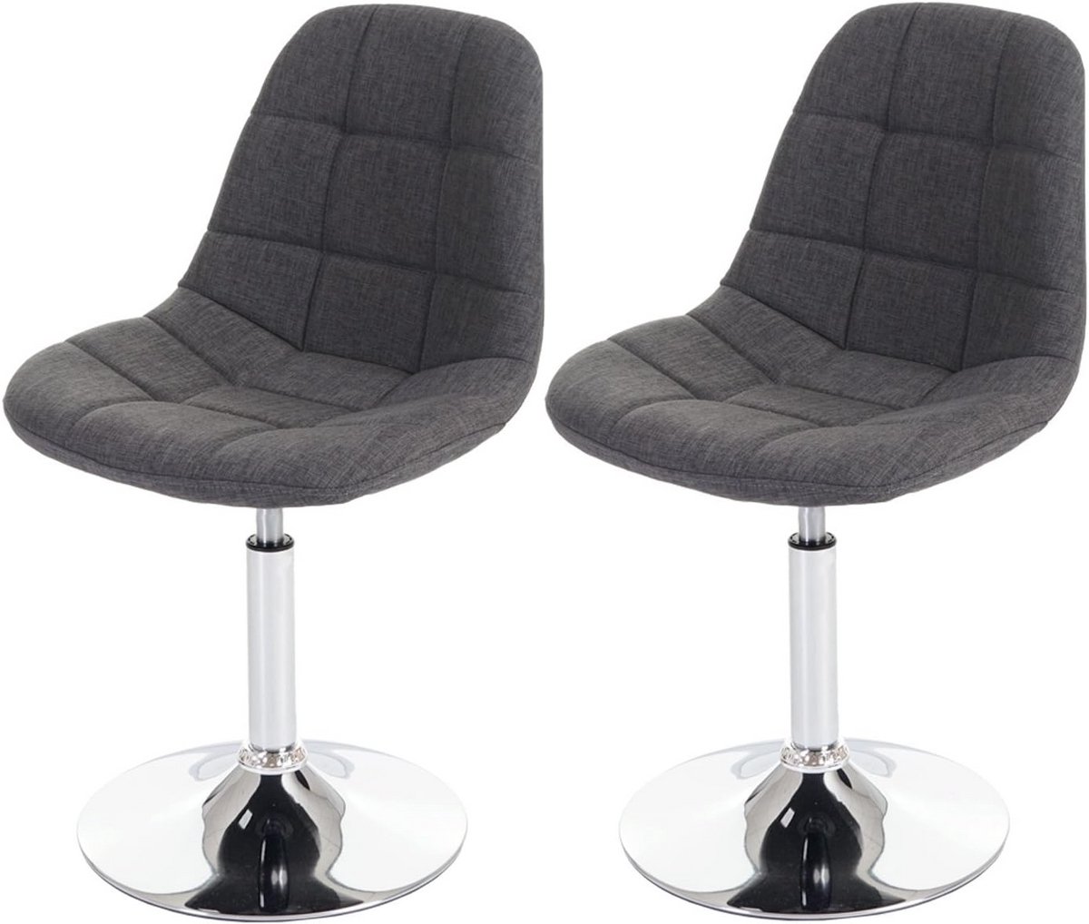 Set van 2 Draaibare Eetkamerstoelen Lichtgrijs Textiel met Chromen Voet
