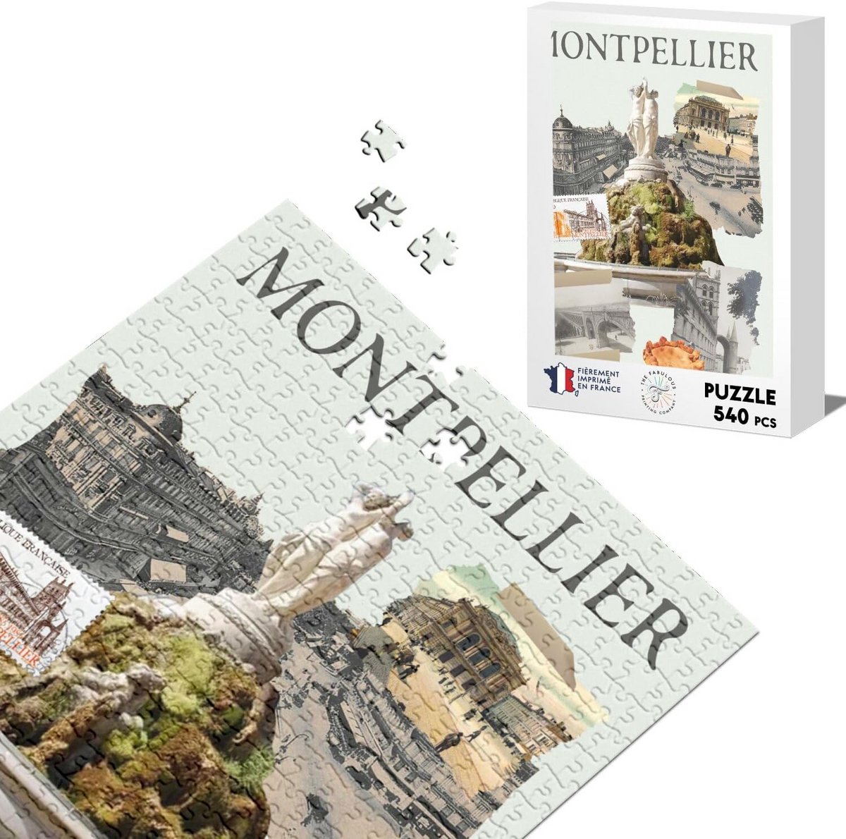 Klassieke Puzzel 540 Stukjes: Collage van Zuid-Franse Stad