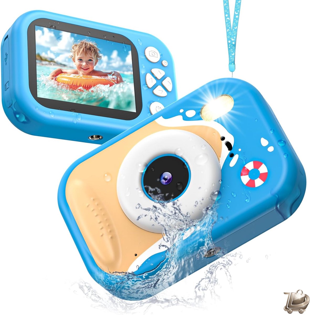 Kinder Camera Waterproof HD 1080P – 2.4 Inch Scherm – Onderwater Digitale Camera voor Kinderen – Video & Fotocamera – Cadeau voor Jongens en Meisjes – Blauw