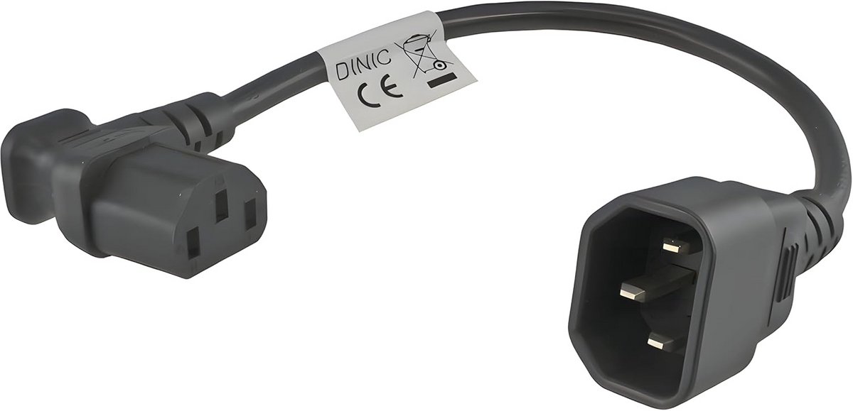 Korte C13 naar C14 Stroomkabel Haaks Rechts voor UPS/PDU Zwart 0.3 Meter