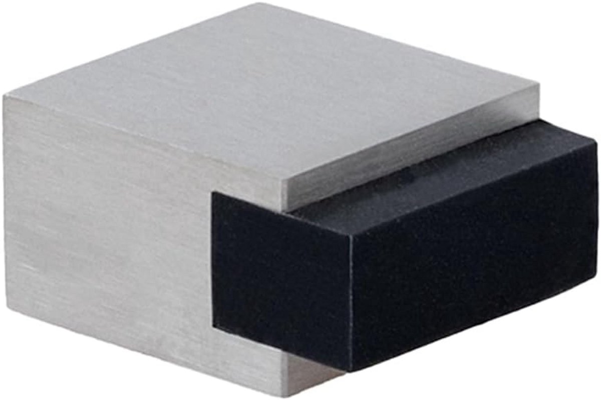 Zelfklevende deurstopper van natuurlijk silicone en roestvrij staal, vierkant 20 x 20 x 14 mm, zwart