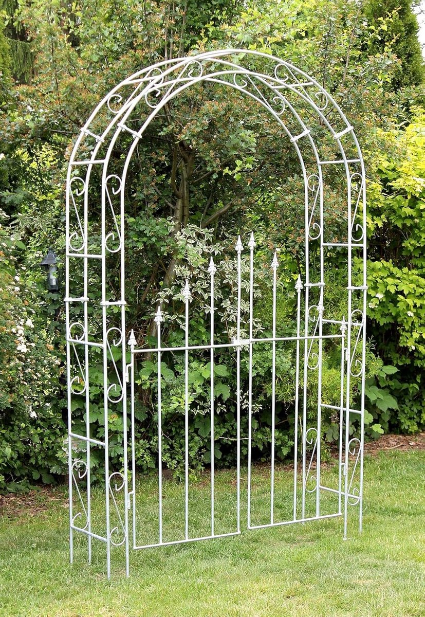 Brede Rozenboog met Dubbele Deur van Verzinkt Metaal | Stevige Klimboog voor Tuin en Entree (140 cm)