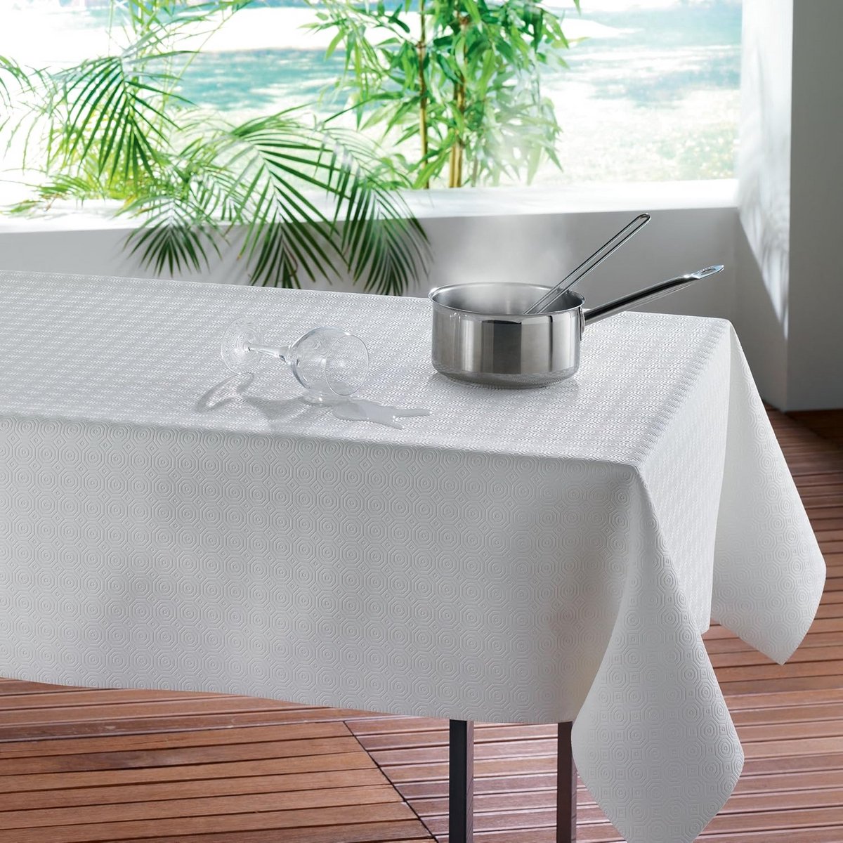 Tafelkleed Beschermer Rechthoekig Wit PVC (140x190 cm) - Kras- en Vlekbestendig