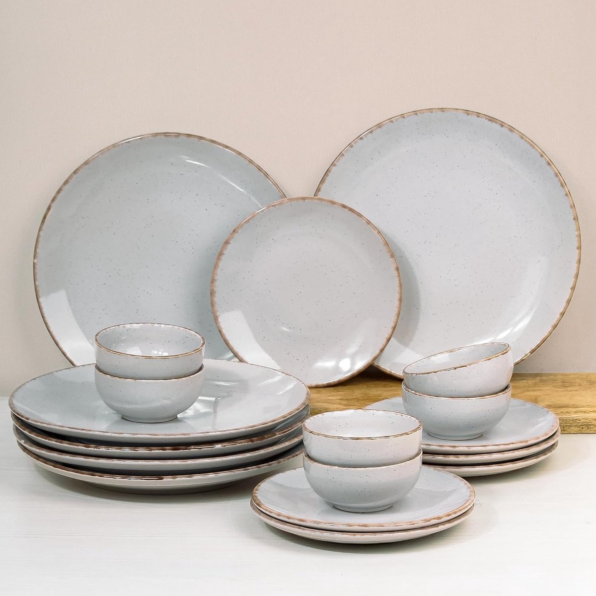 Servies Set 18-delig Keramiek Lavendel Marmer Design voor 6 Personen - Magnetron & Vaatwasserbestendig