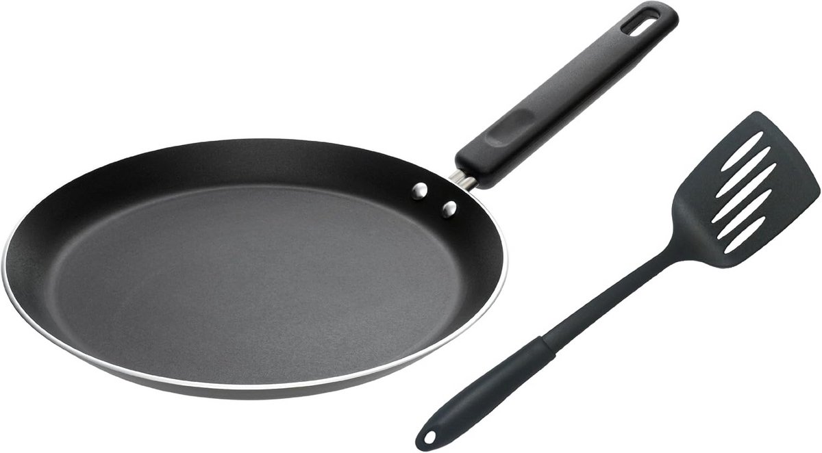 Set van 2 Aluminium Pannen (24 cm) met Spatel voor Flinterdunne Pannenkoeken