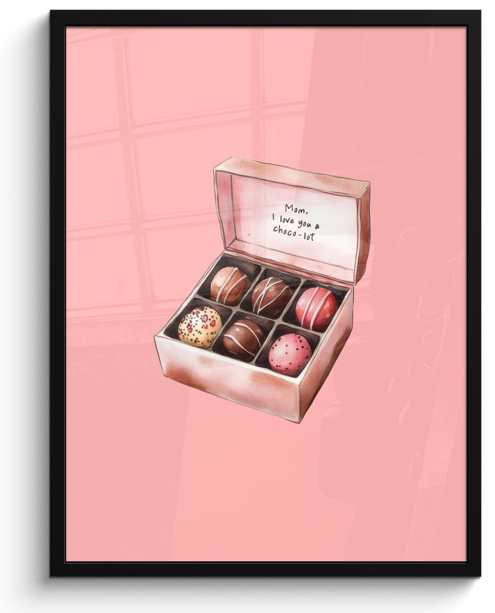 FrameYourWall Poster in lijst - Fotolijst 50x70 cm - Posters - Doosje - Bonbons - Liefdevolle - Tekst - Posterlijst zwart - Decoratie - Wanddecoratie woonkamer - Muurdecoratie slaapkamer Bonbons - Doosje - Tekst