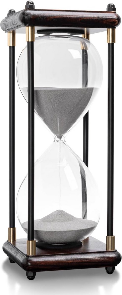 Zandloper 60 Minuten met Houten Frame Decoratief voor Thuis en Kantoor